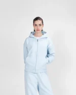 Suvene SU Zippé Sweat à Capuche Bleu Glacier (2)