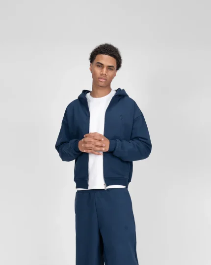 Suvene SU Zippé Sweat à Capuche Bleu Marine (3)