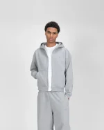 Suvene SU Zippé Sweat à Capuche Gris (3)