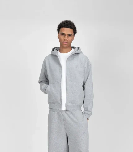 Suvene SU Zippé Sweat à Capuche Gris (3)
