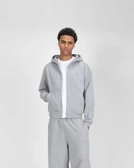 Suvene SU Zippé Sweat à Capuche Gris (3)